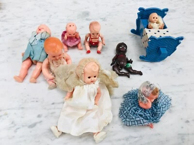 LOTTO OTTO BAMBOLINE IN CELLULOIDE ANNI 50 OLD CELLULOID DOLLS - Immagine 1 di 4