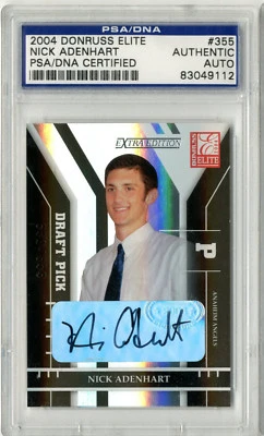 NICK ADENHART SIGNED 2004 DONRUSS ELITE EXTRA ADDITION #355 ROOKIE CARD PSA/DNA - Image 1 of 2