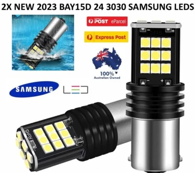 2X BAY15D 1157 P21/5W WHITE CAR BRAKE STOP TAIL LIGHT 12V 24LED 3030 LED BULBS - image 1 of 4