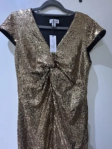 Stunning Gold Sequin Party walis dress size 14 brand new - Picture 1 of 8