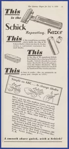 Vintage 1929 SCHICK Repeating Razor Blades Shaving Ephemera 20's Print Ad - Picture 1 of 1
