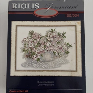 Riolis Premium Cherry Blossom Cross Stitch Kit 100/034 NIP - Picture 1 of 9