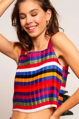 Camiseta corta Lucy Paris Aurora arco iris - plisada correa ancha sin mangas - talla X-grande Foto 1 de 2