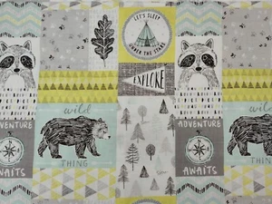 3 Yards 2018 Woodland Bear Raccoon Fabric Woven Cotton Hobby Lobby - Picture 1 of 6