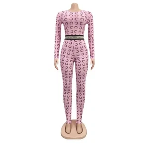 Women Mesh Crescent Moon Print O-Neck Long Sleeve Zipper Waist Club Pantyhose B - Picture 1 of 35