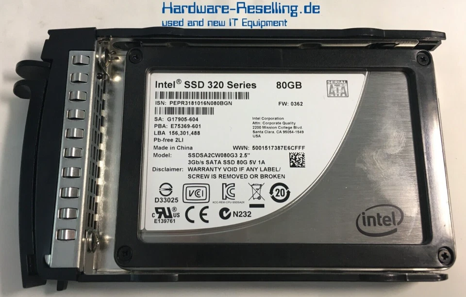 Intel 320 Serie Chenbro 80GB SSD 2,5 " SATA 3G SSDSA2CW080G3 RM13108-14B - Immagine 1 di 1