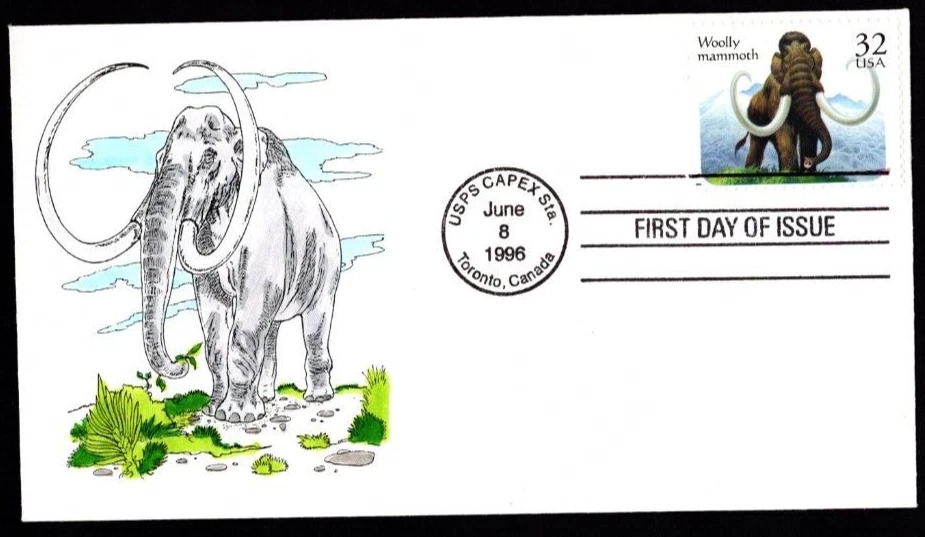Wooly Mammoth FDC, SC# 3077, Bedford cachet, back flap open - Image 1 of 1