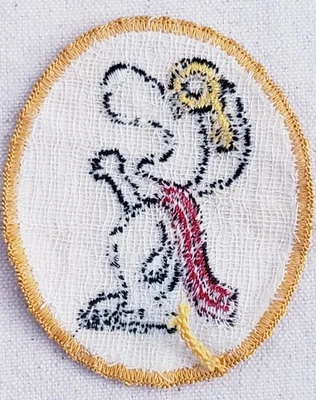 Vintage World War2 Snoopy Pilot Oval Sew On Patch Embroidered Flying Ace  - Image 1 of 4