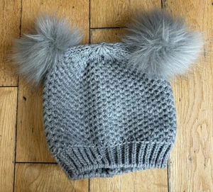 Grey Faux Fur Pom Pom Hat - Picture 1 of 4