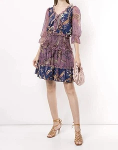 Nuevo con etiquetas Vestido de Cóctel Marchesa Notte Para Mujer 10 Calado Mini Floral con Mangas 3/4 - Imagen 1 de 12