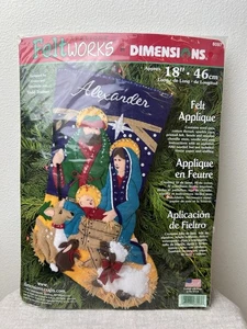 Kit Applique Natività Sacra Famiglia Calza 18" Feltworks Dimensioni Feltro Vintage NOS - Foto 1 di 4