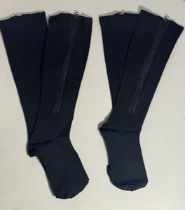 2 Pairs Zippered Compression Socks Support Stockings Men's Women's Sock 2XL - Picture 1 of 2