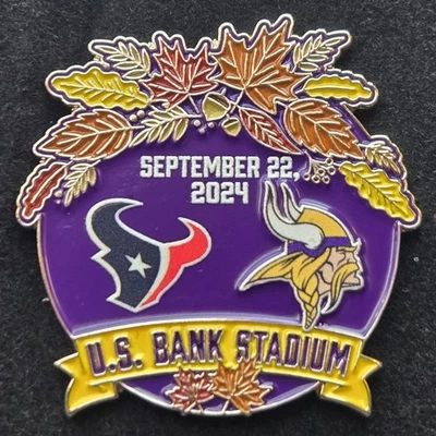 Houston Texans Minnesota Vikings GAME DAY PIN 9/22/24 US Bank NO PACKAGING - Image 1 of 2