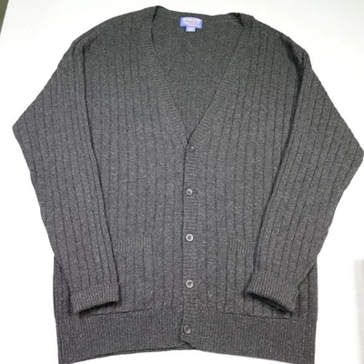 Pendelton Sweater Mens XL Gray Button pure Virgin Wool Cardigan grandpa - Image 1 of 4