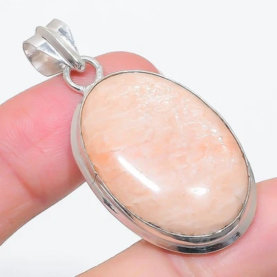 Colgante de joyería de plata de ley 925 con piedras preciosas de aventurina naranja 1,89" I808 Foto 1 de 2