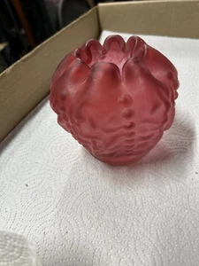 Victorian Satin Glass Cranberry Pink Rose Bowl Vase - Picture 1 of 7