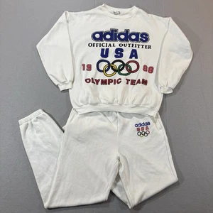 Set felpa e pantaloni Adidas Olimpiadi anni 80 vintage taglia M/L made in USA - Foto 1 di 23