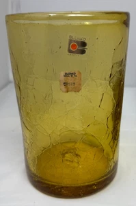 Blenko art glass 1985 catalogue #8525 Crackle Yellow Wheat 7 1/4" vertical Vase - Picture 1 of 8