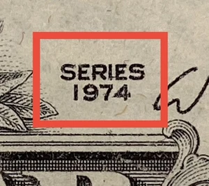 ERROR Misaligned ￼Print Vintage Series ￼1974 Fancy Serial Number One Dollar Bill - Picture 1 of 10