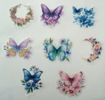 8  wunderschöne  Transparente  Aufkleber +  SCHMETTERLINGE +BLUME+Selbsklebend 1 - Bild 1 von 4