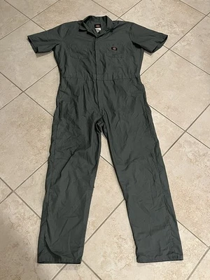 Dickies Coveralls Mens Large Tall Gray Deluxe Workwear Short Sleeve Zip - Image 1 of 4