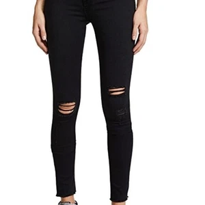 Rag & Bone FAB! Skinny Stretch Distressed Knee in Black Coal w Holes Jeans 27 - Picture 1 of 9
