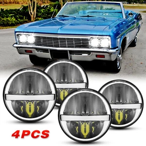 4PCS 5-3/4 5.75" Halo LED Headlights Hi/Lo DRL H4 for Chevy Corvette 1964-1982 - Picture 1 of 11