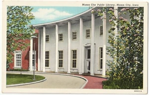 Biblioteca Pública de Mason City, Iowa, IA postal vintage borde blanco sin publicar - Imagen 1 de 2