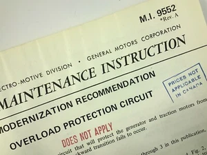 Overload Protection Circuit Maintenance Instruction EMD Electro Motive X605 - Picture 1 of 6