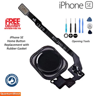 iPhone 5S SE 2016 Complete Home Button Replacement Ribbon w/Gasket W/Tools BLACK - Image 1 of 4