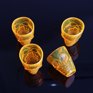 Set Of 4 Skull Head 3D Cup Glasses Reusable Plastic Cups Glasses For Halloween