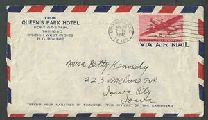 1941 Port-Of-Spain Trinidad Queens Park Hotel Not Censored As Required See Info - Picture 1 of 1