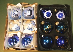 12 assorted/vintage decorated glass Christmas/Xmas tree baubles in boxes - Picture 1 of 5