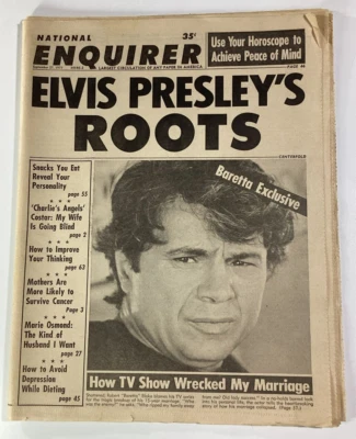 National Enquirer 1977 Sept Elvis Baretta Osmond Charlie Cher Star Wars - Image 1 of 4