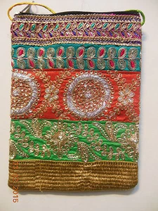 PHONE COVER PURSE CROSSBODY INDIA ETHNIC SARI GOLDEN WALLET-USA SELLER-5 COLORS - Picture 1 of 14