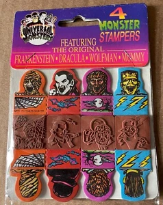 Universal Studios Monster Stampers Mummy Dracula Wolfman Frankenstein 1991 MOC - Picture 1 of 3