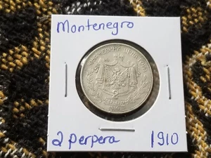 Montenegro 2 Perpera 1910 Silver Circulated - Picture 1 of 2
