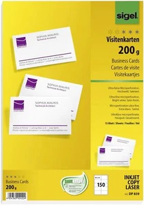 Sigel® DP839 Visitenkarten, microperforiert, satiniert200 g/qm, hochweiß, 150 St - Bild 1 von 1