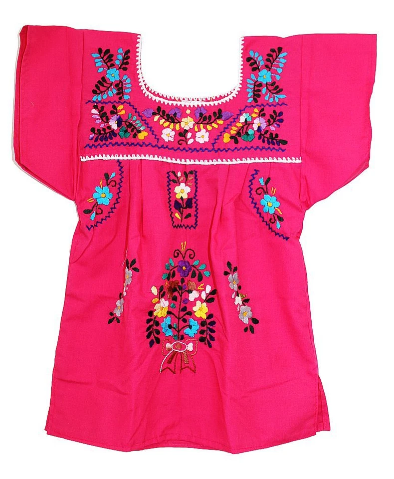 Vestido Mexicano Bordado Túnica Hippie Calzoncillo Talla 1-10 Jóvenes Niños Niñas Foto 1 de 1