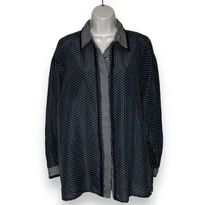 Vintage 90s The Limited Silk Black White Polka Dot Long Sleeve Shirt Women Large - Picture 1 of 12