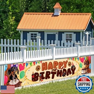 Dachshund Dog Theme Happy Birthday Banner,Dachshund Dog Birthday Party Decora - Picture 1 of 5