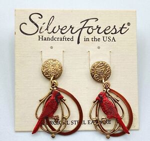 New Silver Forest Jewelry Cardinal Stud Earrings Surgical Steel NOS
