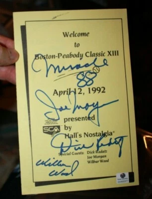 Joe Morgan  HOF & Wilbur Wood Baseball Autographed Program 1992 Peabody Classic - Image 1 of 2