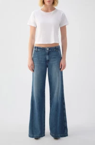 $322 Amo Blue Edith Wide Leg Trouser Jean In Romance Size 25 - Picture 1 of 10