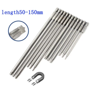 Torx Screwdriver Bits 6.35mm/1/4 Inch Hex Handle S2 Steel Magnetic T3T4T5T6-T50 - Image 1 of 4
