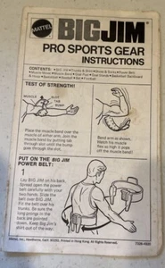 ! Vintage Big Jim Pro Sports Gear Instructions - Picture 1 of 5