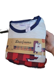 Women 2 Piece Dearfoams Lil Bear Applique Long Sleeve Pajama Set Size S/Ch NEW - Picture 1 of 1