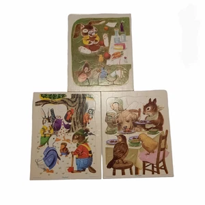 Vintage Playskool Tray Frame Cardboard Puzzles Golden Press Lot Of 3 Vintage - Picture 1 of 6