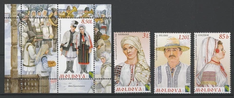 Moldova 2012 Traditional Costumes & Headdress 3 MNH Stamps + Block Cover