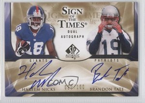 2009 SP Authentic /100 Hakeem Nicks Brandon Tate #ST2-NT1 Rookie Auto RC
